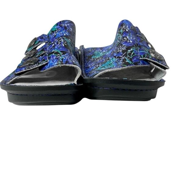 Alegria blue floral leather adjustable slide Julee sandal size 37 (7-7.5). NWOT - Picture 3 of 10